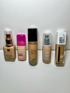 Foundation bundle Estée Lauder Too faced NYX Super Stay medium tones